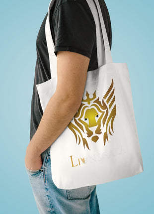 Golden Royalties Crown Cotton Tote Bag with shoulder strap