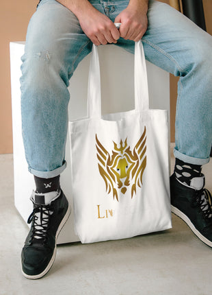 Golden Royalties Crown Cotton Tote Bag with shoulder strap