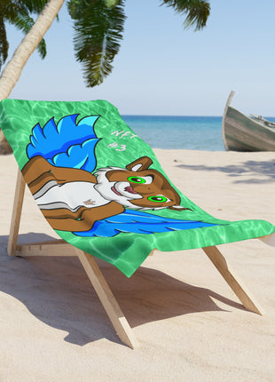 Green beach towel with soft polyester fabric