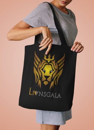 Golden Royalties Crown Cotton Tote Bag with shoulder strap